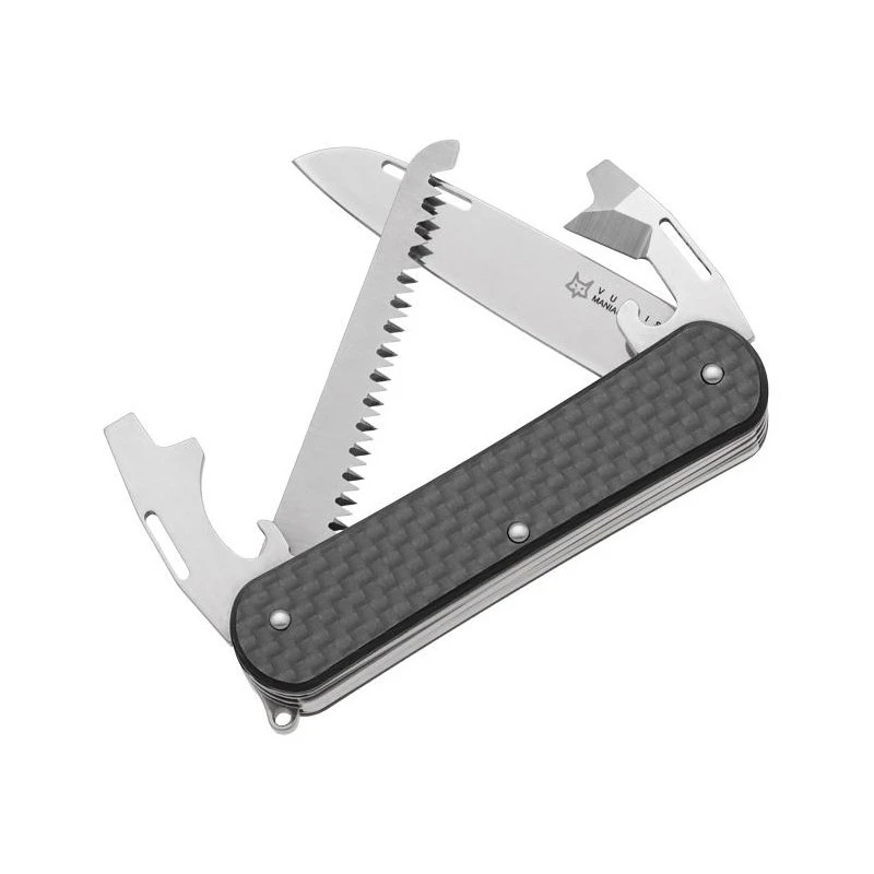 Couteau Multifonctions Fox Vulpis VP130 4 Pièces Fibre De Carbone - Scie 1 Couteau Multifonctions Fox Vulpis VP130 4 Pièces Fibre De Carbone - Scie
