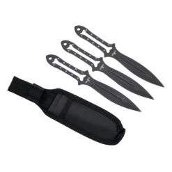 Jeu 3 Couteaux Lancer Third 10cm Inox Noir + étui