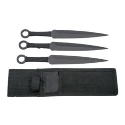 Jeu 3 Couteaux Lancer Third 13,5cm Inox Noir + Cordelette